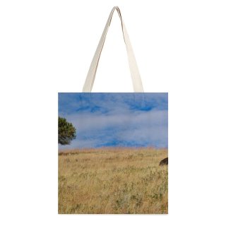 NC Great Martin Canvas Tote Bag Double Field Grassland Outdoors Savanna Wildlife Landscape Grass Plant Countryside Tree Cattle Cow white-style1 38×41cm