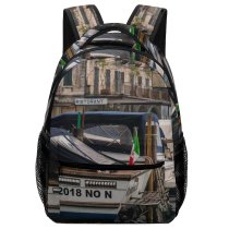 NC Children's Backpack Boats Building River Transportation City Italy System Canal Town Watercrafts Preschool Nursery Travel Bag