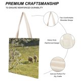 NC Great Martin Canvas Tote Bag Double Field Grassland Outdoors Sheep Countryside Farm Grazing Meadow Pasture Ranch Rural Ávila white-style1 38×41cm