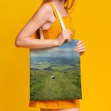 NC Great Martin Canvas Tote Bag Double Field Outdoors Grassland Countryside Cattle Cow Farm Rural Pasture Sheep Meadow Ranch white-style1 38×41cm