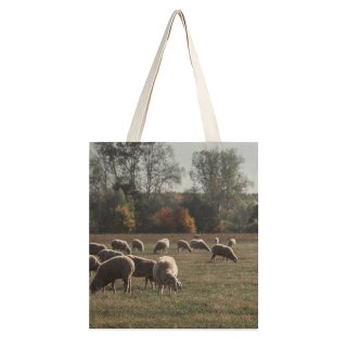 NC Great Martin Canvas Tote Bag Double Field Grassland Outdoors Sheep Countryside Farm Grazing Meadow Pasture Ranch Rural white-style1 38×41cm