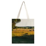 NC Great Martin Canvas Tote Bag Double Field Outdoors Grassland Countryside Farm Rural Meadow Pasture Plant Tree Ranch Trunk white-style1 38×41cm