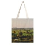 NC Great Martin Canvas Tote Bag Double Field Outdoors Grassland Countryside Paddy Sri Lanka Land Giraffe Wildlife Rural Public white-style1 38×41cm