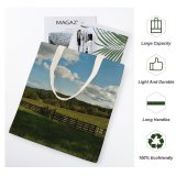 NC Great Martin Canvas Tote Bag Double Field Outdoors Grassland Countryside Farm Rural Pasture Meadow Ranch Grazing Land Sky white-style1 38×41cm