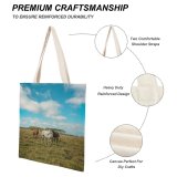 NC Great Martin Canvas Tote Bag Double Field Outdoors Grassland Countryside Farm Rural Pasture Grazing Ranch Meadow Horse Uruguay white-style1 38×41cm