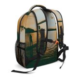 NC Children's Backpack Boats Calming Paddle Serene Golden Afterglow Scenery Clouds Sunset Cloudiness Paddling Ripples Preschool Nursery Travel Bag