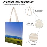 NC Great Martin Canvas Tote Bag Double Field Outdoors Grassland Countryside Farm Rural Meadow Pasture Ranch Landscape Cattle Cow white-style1 38×41cm