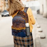NC Children's Backpack Boats Dawn Harbor Sky City Buildings Lights Dusk Architecture Cityscape Preschool Nursery Travel Bag