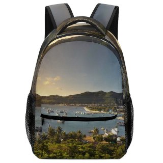 NC Children's Backpack Boats Coast Skies Coastline Clouds Sunlight Sunset Daylight Mountains Daytime Oceanside Hills Preschool Nursery Travel Bag