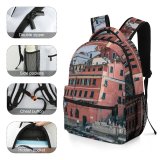 NC Children's Backpack Boats Building River Architecture City Canal Docked Town Watercrafts Preschool Nursery Travel Bag