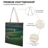 NC Great Martin Canvas Tote Bag Double Field Grassland Outdoors Sheep Countryside Farm Grazing Meadow Pasture Ranch Rural Horse white-style1 38×41cm