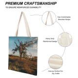 NC Great Martin Canvas Tote Bag Double Field Grassland Outdoors Savanna Plant Tree Landscape Trunk Ground Vegetation Wilderness white-style1 38×41cm