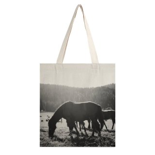 NC Great Martin Canvas Tote Bag Double Field Outdoors Grassland Countryside Farm Rural Grey Horse Pasture Meadow Ranch Grazing white-style1 38×41cm