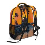 NC Children's Backpack Boats Afterglow Vacation Palm Coconut Scenery Sunset Oceanside Leisure Beach Ripples Watercrafts Preschool Nursery Travel Bag