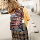 NC Children's Backpack Boats Building River Architecture City Canal Docked Town Watercrafts Preschool Nursery Travel Bag