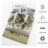 NC Great Martin Canvas Tote Bag Double Field Horse Grassland Outdoors Farm Countryside Rural Pasture Grazing Meadow Ranch Savanna white-style1 38×41cm