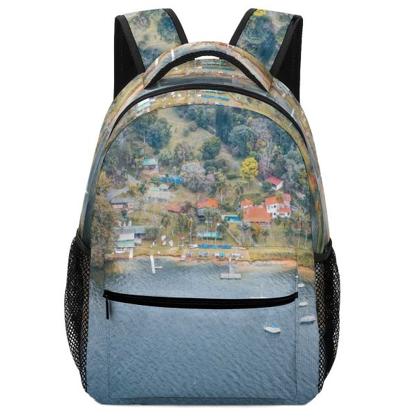 NC Children's Backpack Boats Coast Vacation Landscape Daylight Travel Island Dock Outdoors Scenic Woods Seashore Preschool Nursery Travel Bag