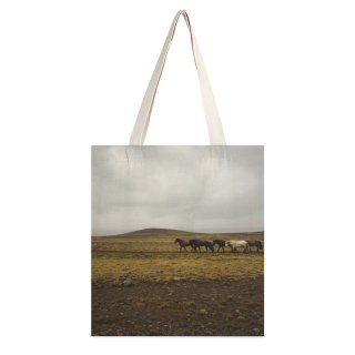 NC Great Martin Canvas Tote Bag Double Field Outdoors Grassland Horse Countryside Iceland Land Landscape Ground Rural Elephant Wildlife white-style1 38×41cm