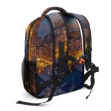 NC Children's Backpack Boats Dawn Harbor Sky City Buildings Lights Dusk Architecture Cityscape Preschool Nursery Travel Bag