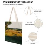 NC Great Martin Canvas Tote Bag Double Field Outdoors Grassland Countryside Farm Rural Meadow Pasture Plant Tree Ranch Trunk white-style1 38×41cm
