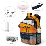NC Children's Backpack Boats Afterglow Vacation Palm Coconut Scenery Sunset Oceanside Leisure Beach Ripples Watercrafts Preschool Nursery Travel Bag