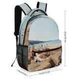 NC Children's Backpack Boats Clear Coast Sand Umbrellas Vacation Scenery Coastline Travel Oceanside Leisure Sunny Preschool Nursery Travel Bag