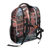 NC Children's Backpack Boats Building River Architecture City Canal Docked Town Watercrafts Preschool Nursery Travel Bag