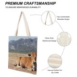 NC Great Martin Canvas Tote Bag Double Field Meadow Pasture Cattle Cow Ranch Countryside Farm Grassland Outdoors Rural Laos white-style1 38×41cm