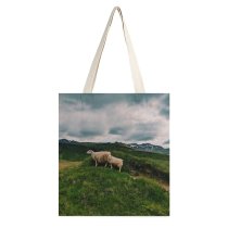 NC Great Martin Canvas Tote Bag Double Field Grassland Outdoors Sheep Iceland Countryside Farm Rural Pasture Meadow Ranch Grazing white-style1 38×41cm