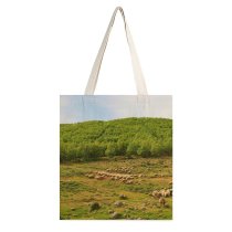 NC Great Martin Canvas Tote Bag Double Field Outdoors Grassland Countryside Farm Pasture Rural Sheep Ranch Meadow Grazing Yaylack white-style1 38×41cm