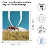 NC Great Martin Canvas Tote Bag Double Field Outdoors Grassland Countryside Farm Rural Meadow Ranch Pasture Grazing Horse white-style1 38×41cm