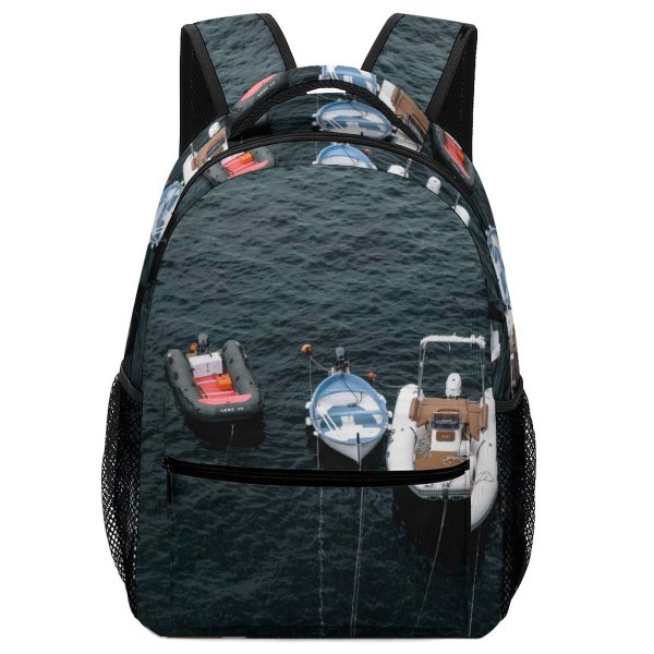 NC Children's Backpack Boats Above From Website Sea Ocean  Bird's Watercrafts Aerial Shot Preschool Nursery Travel Bag