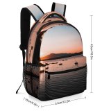 NC Children's Backpack Boats Beautiful Placid Sunset Landscape Evening Travel Light Beach  Watercrafts River Preschool Nursery Travel Bag