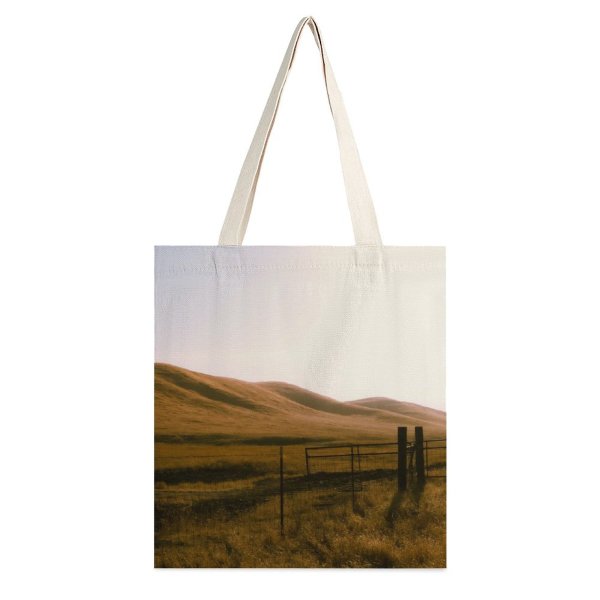 NC Great Martin Canvas Tote Bag Double Field Outdoors Grassland Countryside Bakersfield United States Mound Landscape Scenery Fence Rural white-style1 38×41cm