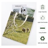 NC Great Martin Canvas Tote Bag Double Field Grassland Outdoors Sheep Countryside Farm Grazing Meadow Pasture Ranch Rural Ávila white-style1 38×41cm