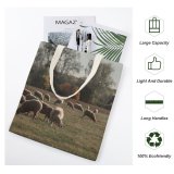NC Great Martin Canvas Tote Bag Double Field Grassland Outdoors Sheep Countryside Farm Grazing Meadow Pasture Ranch Rural white-style1 38×41cm