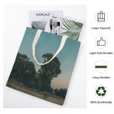 NC Great Martin Canvas Tote Bag Double Field Grassland Outdoors Savanna Plant Tree Landscape Trunk Building Grey Public white-style1 38×41cm