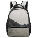 NC Children's Backpack Boats Bay Tourism Ha Port Archipelago Landscape Daylight Mountains Pier Travel Watercrafts Preschool Nursery Travel Bag