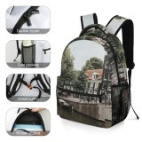NC Children's Backpack Boats Canal Daylight Daytime  Buildings Building Boat Urban River Outdoors Architecture Preschool Nursery Travel Bag