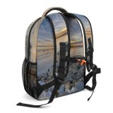 NC Children's Backpack Boats Backlit Sand Clouds Sunset Landscape Evening Travel Island Beach  Outdoors Preschool Nursery Travel Bag