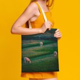 NC Great Martin Canvas Tote Bag Double Field Grassland Outdoors Sheep Countryside Farm Grazing Meadow Pasture Ranch Rural Horse white-style1 38×41cm