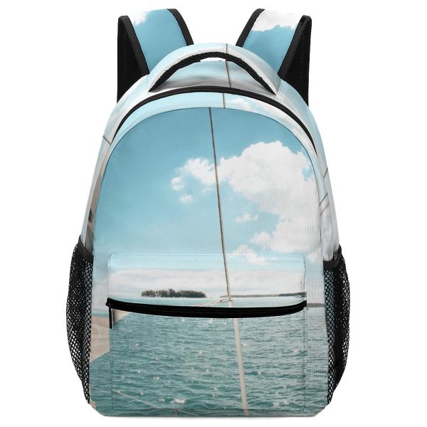 NC Children's Backpack Boats Clouds Landscape Daylight  Sail Watercrafts Boat Sailboats Transportation Outdoors Wind Preschool Nursery Travel Bag