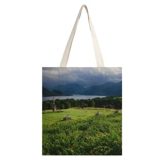 NC Great Martin Canvas Tote Bag Double Field Outdoors Grassland Gowbarrow Fell Uk Countryside Farm Rural Meadow Bench Furniture white-style1 38×41cm