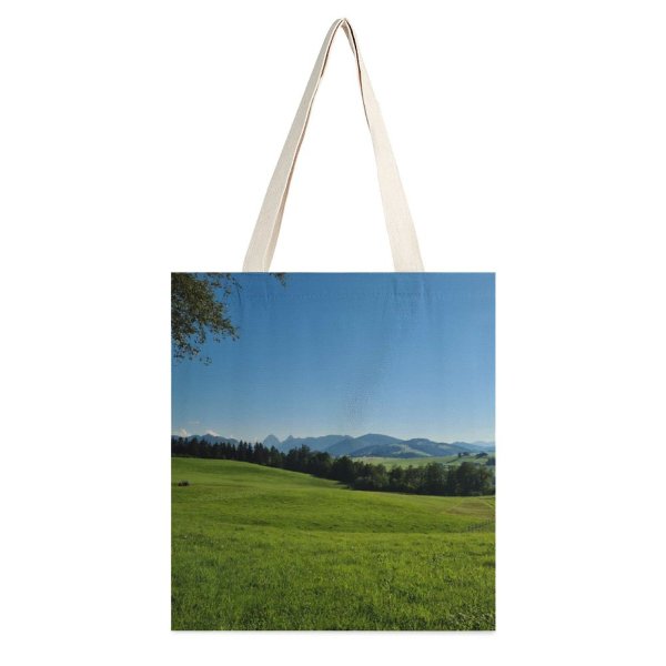 NC Great Martin Canvas Tote Bag Double Field Outdoors Grassland Countryside Farm Rural Grass Plant Meadow Sankt Meinrad Einsiedeln white-style1 38×41cm
