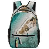 NC Children's Backpack Boats Above Shore From Island Seashore  Bird's Watercrafts Aerial Shot Preschool Nursery Travel Bag