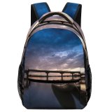 NC Children's Backpack Boats Dark Clouds Sunset Landscape Evening Travel  Light Sunrise Dock River Preschool Nursery Travel Bag