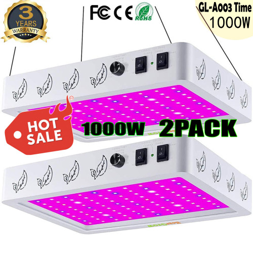 1000W AUTO Timing VEG,BLOOM,Full Spectrum LED Grow Light for Indoor Plants 1000W 1.5ftx1.5ft 2ftx2ft Coverage -HearGrow GL-A003-Time -(2PACK)