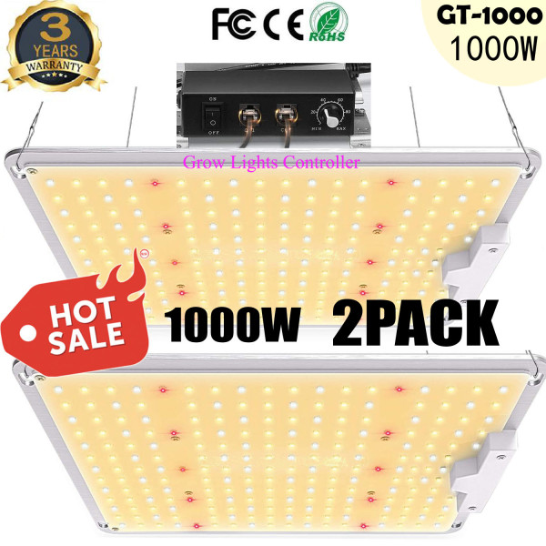 1000W Quantum Board LED Grow Light Use with Samsung 3030 LEDs Daisy Chain Dimmable Full Spectrum Grow Lights for Indoor Plants Veg Flower Greenhouse Growing Lamps with Driver-HearGrow GT-1000(2PACK)