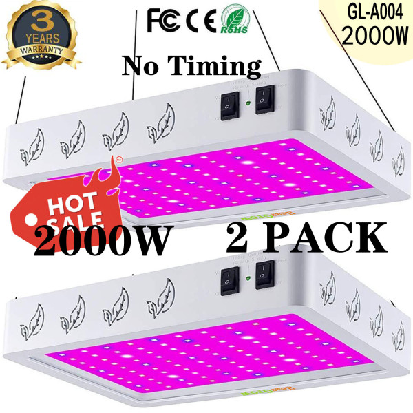 2000W VEG,BLOOM, Full Spectrum LED Grow Light for Indoor Plants 2000W 2ftx2ft 3ftx3ft Coverage -HearGrow GL-A004 (No Timing)