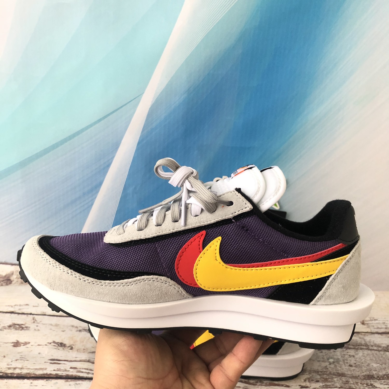 nike waffle sacai purple